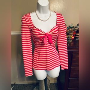 UNIQUE VINTAGE MAXINE TOP PINK STRIPE NWT